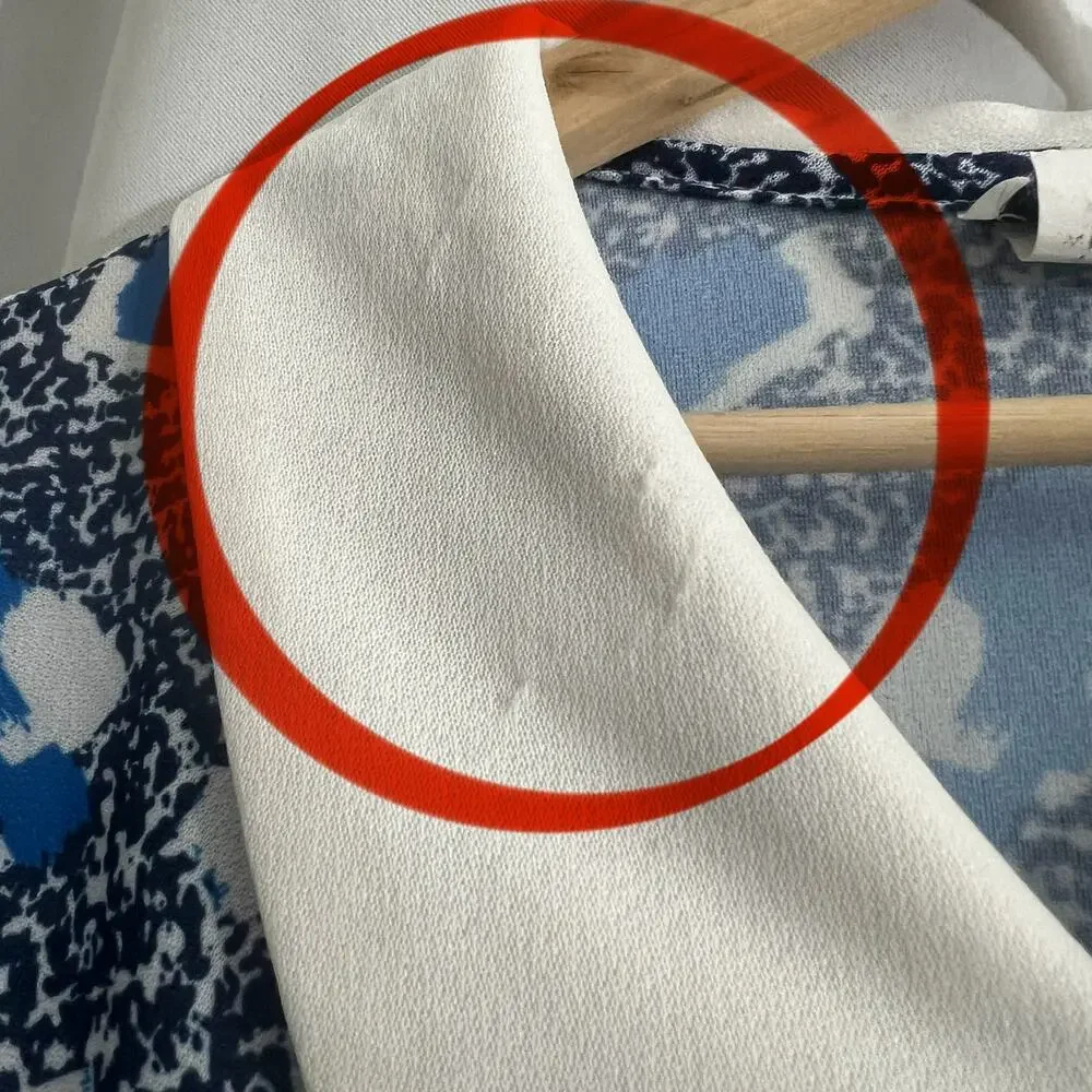 VINTAGE LARGE 90's Blue Abstract Day Dress Midi Peter Pan Collar Short Sleeve - Picture 6 of 8